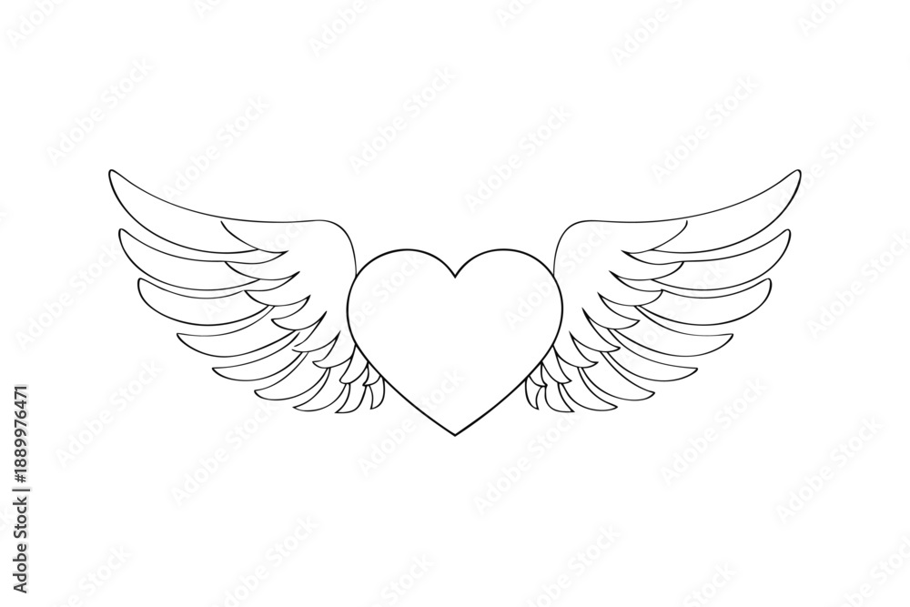 Fototapeta premium Simple Heart With Wings Art