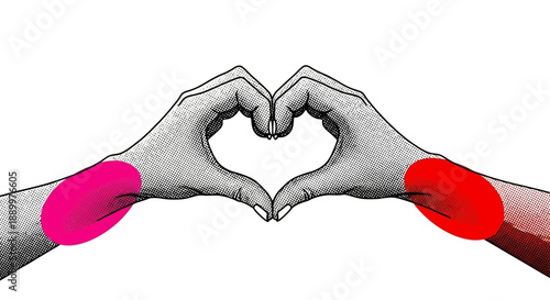 Hands forming a heart shape with colorful accents, representing love and support