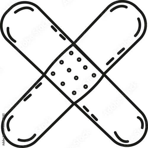 Crossed Adhesive Bandage Doodle Icon