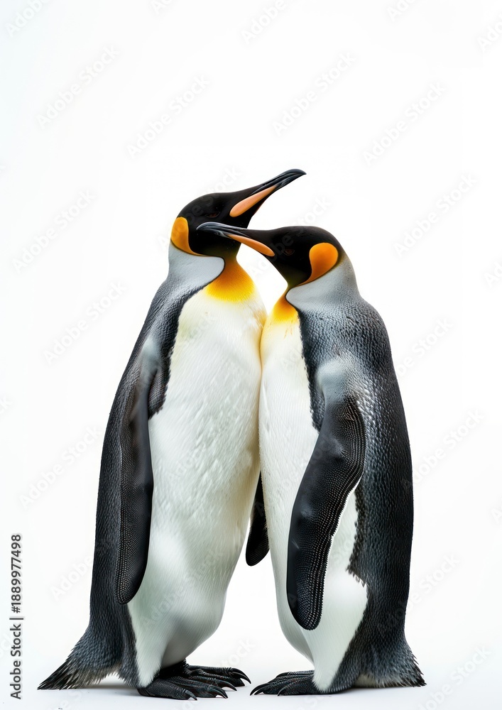 Obraz premium Emperor penguins touching beaks