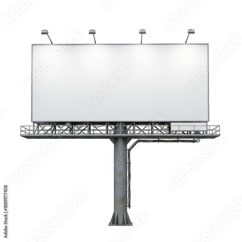 Large billboard advertising display isolated on transparent background