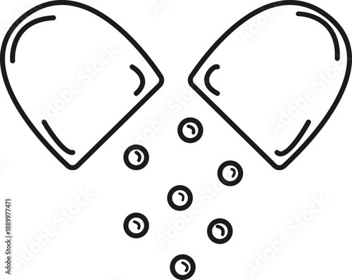 Open Capsule Pill Doodle Icon