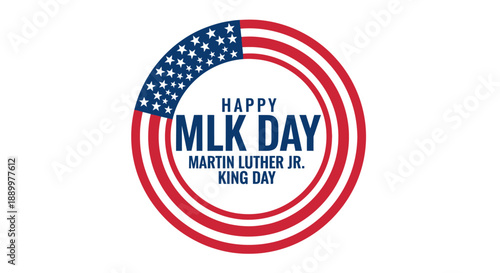 Happy Martin Luther King Jr. Day Celebration with American Flag Design