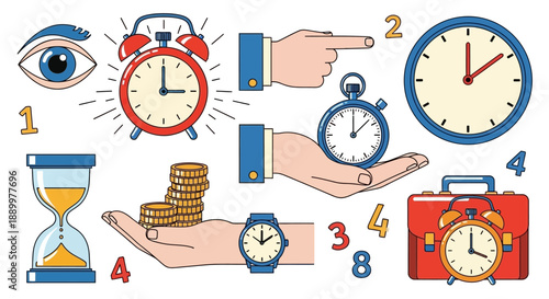 Collection of Time Management and Productivity Icons and Symbols