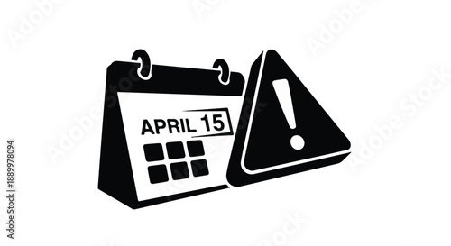 Tax deadline day April 15th warning sign calendar illustration for financial planning and organization