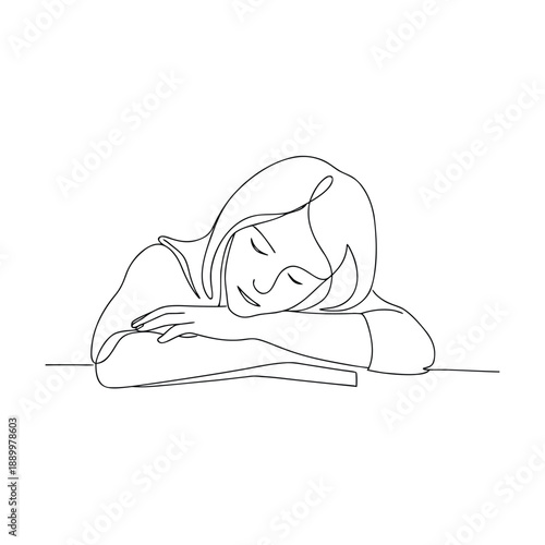 Simple Line Art Woman Resting
