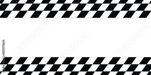 Race checker flag seamless pattern. Black and white rally texture. Checkerboard finish f1 design pattern. Inclined lines. Vector Illustration on white background.