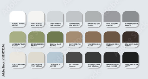 White-rumped Shrike bird Color Palette with HEX Codes. Northern white-crowned shrike color Palette with names. back brown ash mix green animal colour tone switch. green with ash mixed color shades