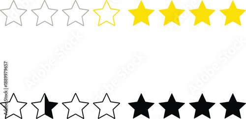 Customer review rating system with 4 out of 5 stars filled in yellow and black, representing satisfaction and feedback.