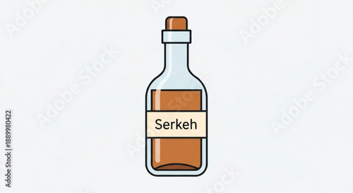 Serkeh Bottle Illustration with Label Isolated on White Background