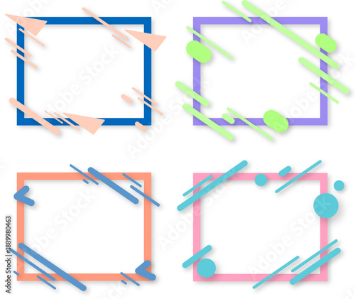 ポップなカラーラインと動きのあるアクセント装飾で構成したフレームバリエーションセット｜見出しやテキストを引き立てるモダンなデザイン素材イラスト