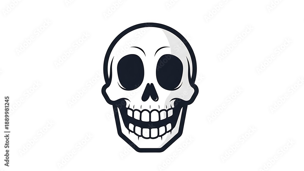 Fototapeta premium Simple Black and White Skull Illustration.