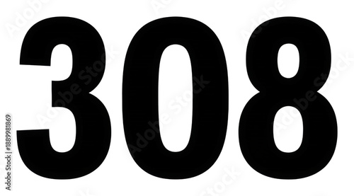 Exploring the number 308 graphic design digital creative space isolated on transparent background