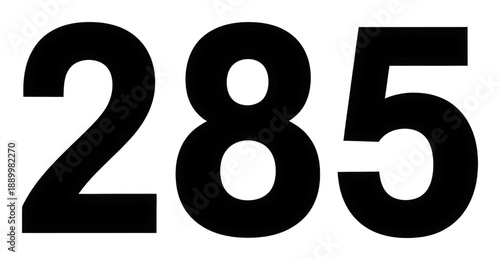 Dynamic number 285 graphic in modern minimalist style isolated on transparent background
