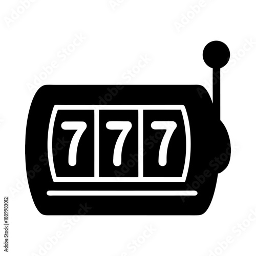Casino Slot Machine Icon with 777 on White Background.