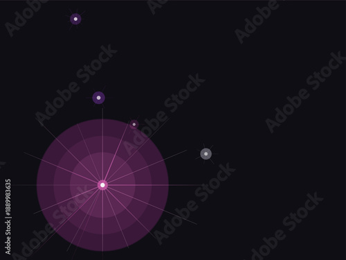 Glowing orb with radiating lines and subtle grid pattern on dark background, futuristic and minimalistic style