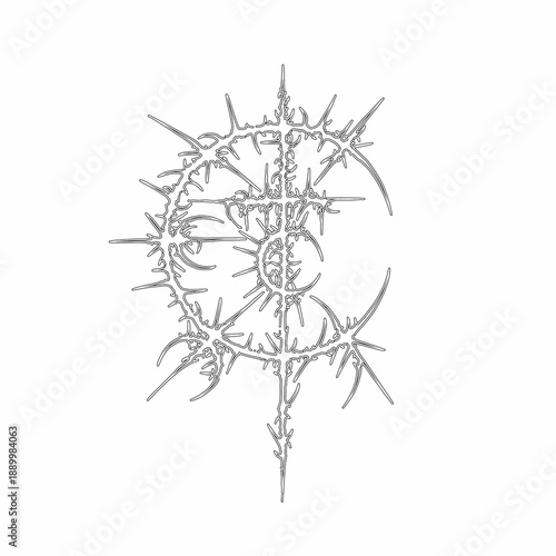cyber sigilism cross vector hand drawn on white background