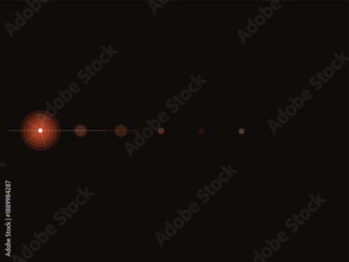 Glowing orb with trailing light particles in dark space, minimalist design with vibrant color contrast