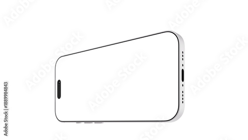 Silver Phone with transparent screen and background. Mockup for web design, app, and presentation.
