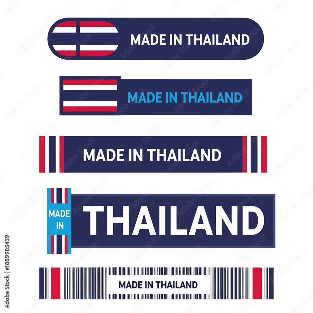 Fototapeta premium Thailand Made Labels Collection for Product Identification