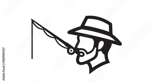 Man wearing hat and smoking pipe with flag in mouth illustration