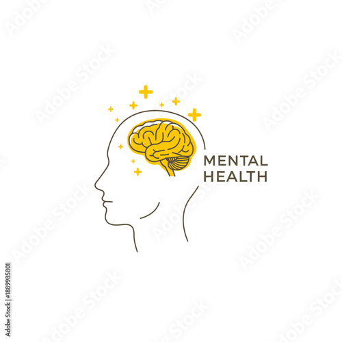 Mental Health Awareness Illustration – Brain Care and Emotional Wellbeing Symbol for Healthcare Design