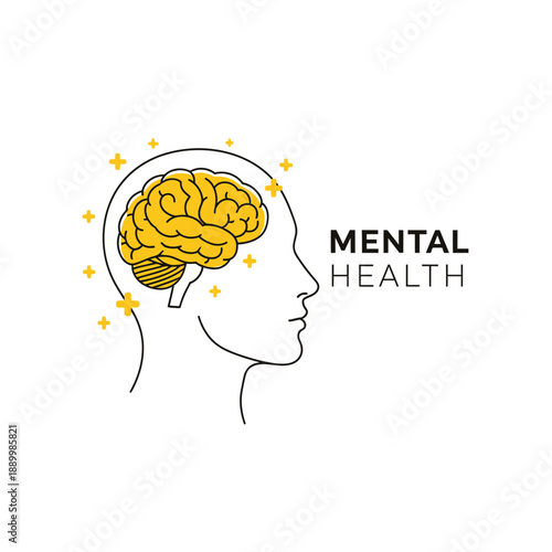 Mental Health Awareness Illustration – Brain Care and Emotional Wellbeing Symbol for Healthcare Design