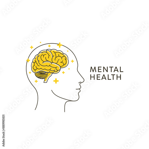 Mental Health Awareness Illustration – Brain Care and Emotional Wellbeing Symbol for Healthcare Design