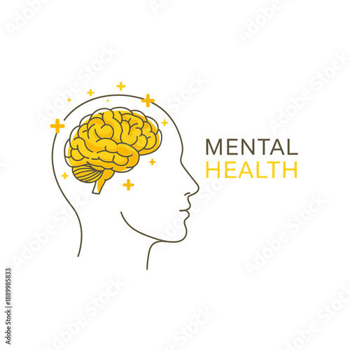 Mental Health Awareness Illustration – Brain Care and Emotional Wellbeing Symbol for Healthcare Design