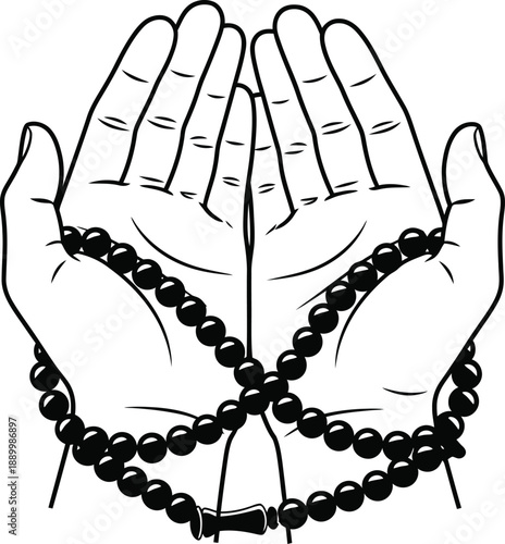 Praying Hands with Rosary Beads