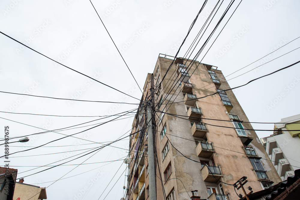 Fototapeta premium A residential building in Mitrovica in northern Kosovo.