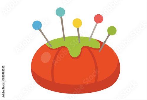 Colorful Tomato Pin Cushion with Sewing Pins for Crafting