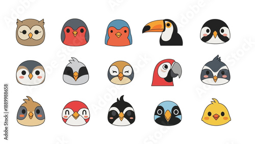 Collection of Cute Cartoon Bird Faces