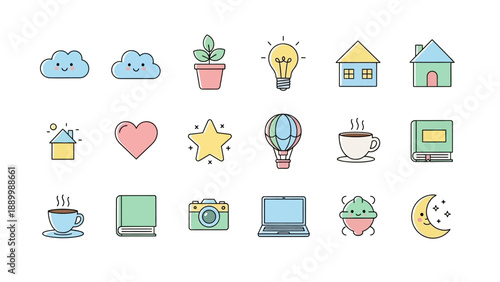 Cute flat design icons collection, perfect for various applications