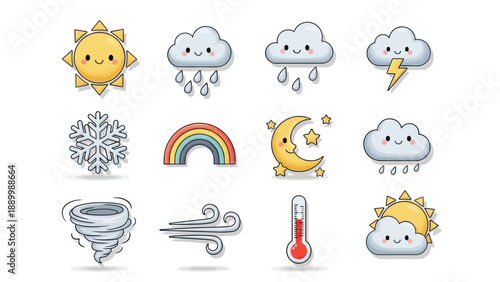 Collection of cute weather icons
