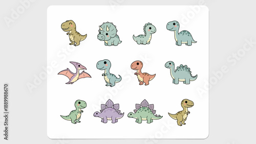 Collection of cute cartoon dinosaurs