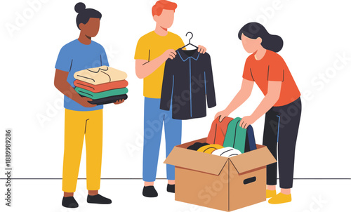 People Sorting and Donating Clothes Together