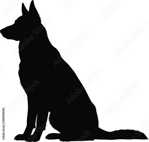 Sitting Dog Silhouette Vector Illustration