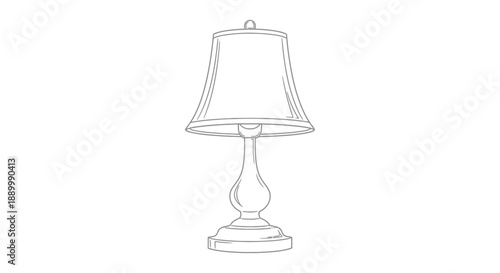 An antique glass bulb lamp with a vintage shade stands as an isolated interior design object for elegant home decor and bedroom lighting