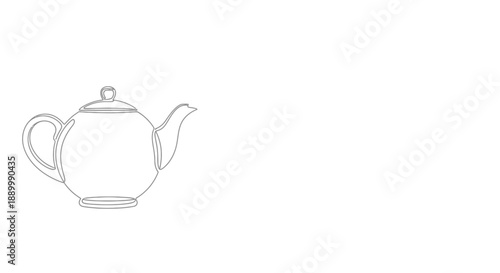 A traditional ceramic teapot and porcelain cup set containing a hot tea beverage isolated on a white background as elegant kitchen crockery
