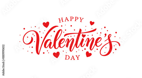 Happy Valentine's Day lettering with hearts, vector illustration