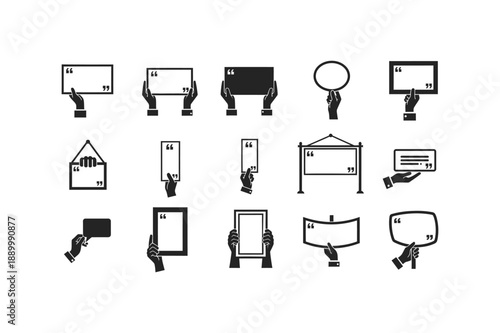 Collection of various Quote Frame and Hand Sign Element Set