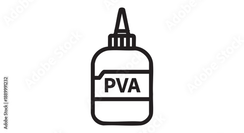 Simple black and white illustration of a PVA glue bottle with a nozzle on a plain background