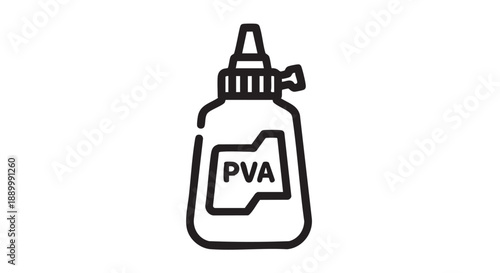 Bottle of PVA glue illustration on a white background viewed from the front