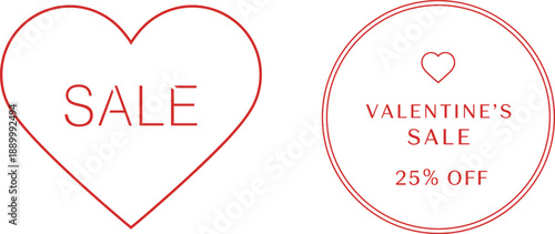 Minimalist Heart and Circle Valentine's Sale Tags 25% Off