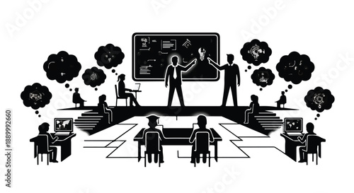 Business team brainstorming and collaborating in meeting