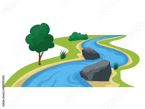 River flow, stream as a surface body of water