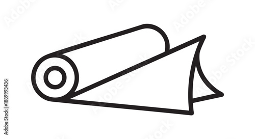 A rolled up item is partially unrolled to reveal its interior from a side view.