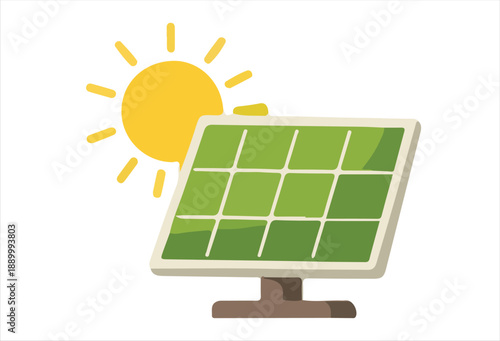 Eco-Friendly Solar Panel with Sun Illustration