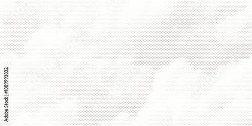 White wrinkled paper texture. Vector halftone pixelated manga background. Light beige neutral color dots bg. Grungy urban backdrop. Wide horizontal duotone banner. Crumpled punk collage template